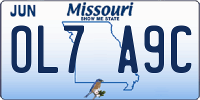 MO license plate OL7A9C