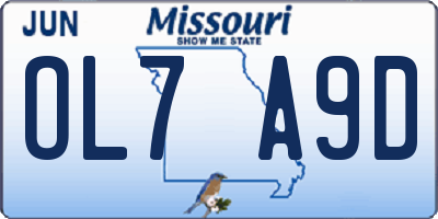 MO license plate OL7A9D