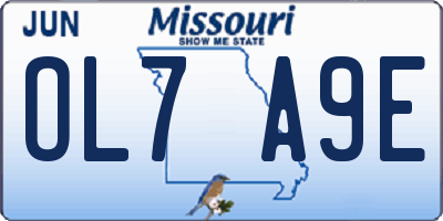 MO license plate OL7A9E