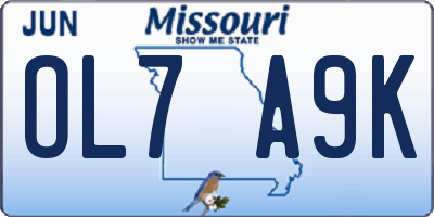 MO license plate OL7A9K