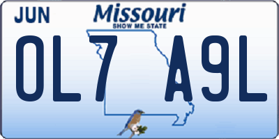 MO license plate OL7A9L