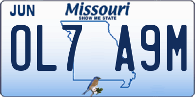 MO license plate OL7A9M