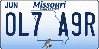 MO license plate OL7A9R