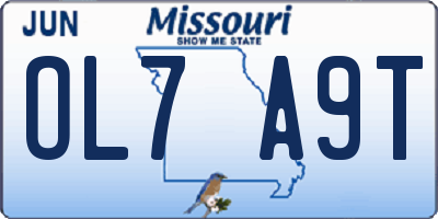 MO license plate OL7A9T