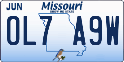 MO license plate OL7A9W