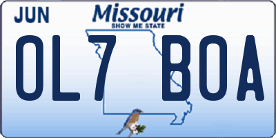 MO license plate OL7B0A