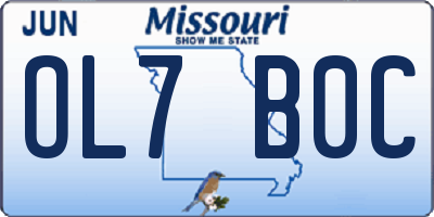 MO license plate OL7B0C