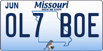 MO license plate OL7B0E