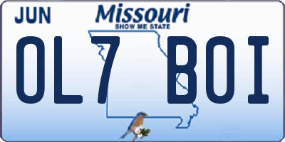MO license plate OL7B0I