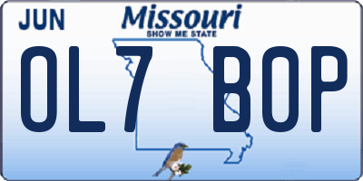 MO license plate OL7B0P
