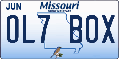 MO license plate OL7B0X