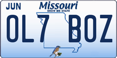 MO license plate OL7B0Z