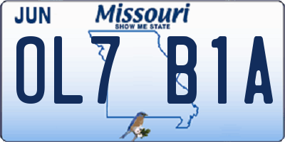 MO license plate OL7B1A