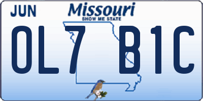 MO license plate OL7B1C
