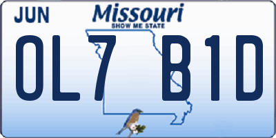 MO license plate OL7B1D