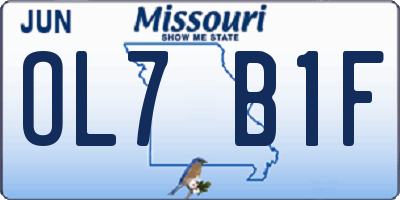 MO license plate OL7B1F