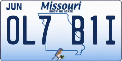 MO license plate OL7B1I