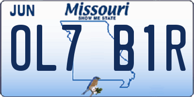 MO license plate OL7B1R