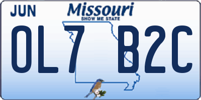 MO license plate OL7B2C