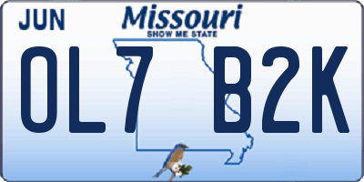 MO license plate OL7B2K