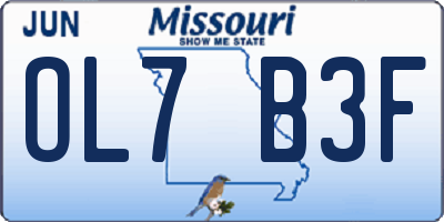MO license plate OL7B3F