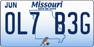 MO license plate OL7B3G