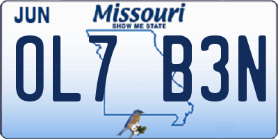 MO license plate OL7B3N
