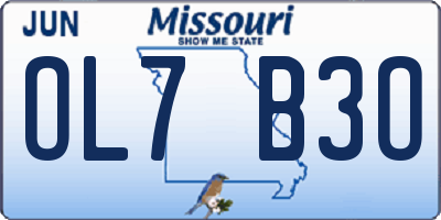 MO license plate OL7B3O