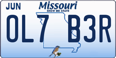 MO license plate OL7B3R