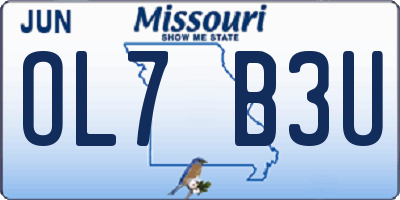 MO license plate OL7B3U