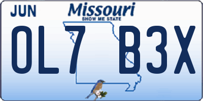 MO license plate OL7B3X