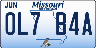 MO license plate OL7B4A