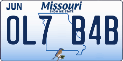 MO license plate OL7B4B