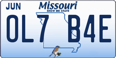 MO license plate OL7B4E