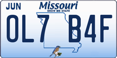MO license plate OL7B4F
