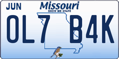 MO license plate OL7B4K