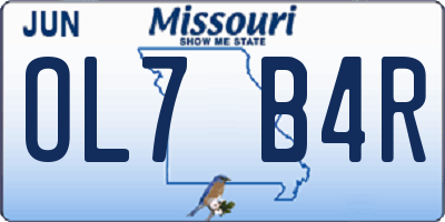 MO license plate OL7B4R