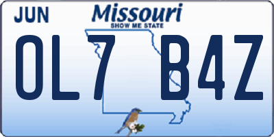 MO license plate OL7B4Z