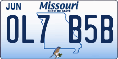 MO license plate OL7B5B
