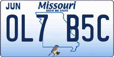 MO license plate OL7B5C