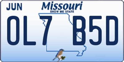 MO license plate OL7B5D