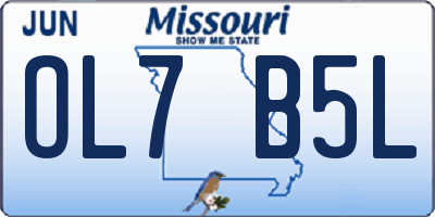 MO license plate OL7B5L