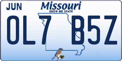 MO license plate OL7B5Z