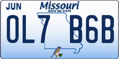 MO license plate OL7B6B