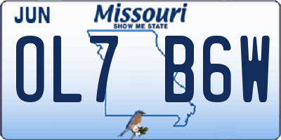 MO license plate OL7B6W
