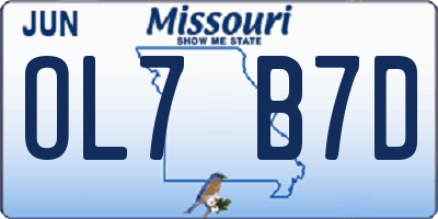 MO license plate OL7B7D