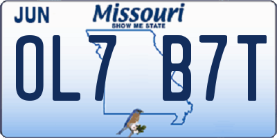 MO license plate OL7B7T