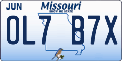 MO license plate OL7B7X