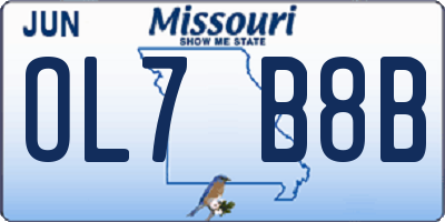 MO license plate OL7B8B