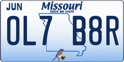 MO license plate OL7B8R
